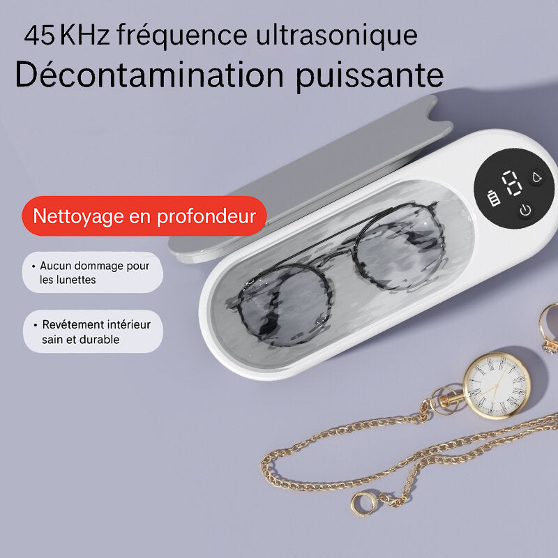 Nettoyeur à ultrasons pour lunettes, montres, bijoux, bagues, colliers, pinceaux de maquillage